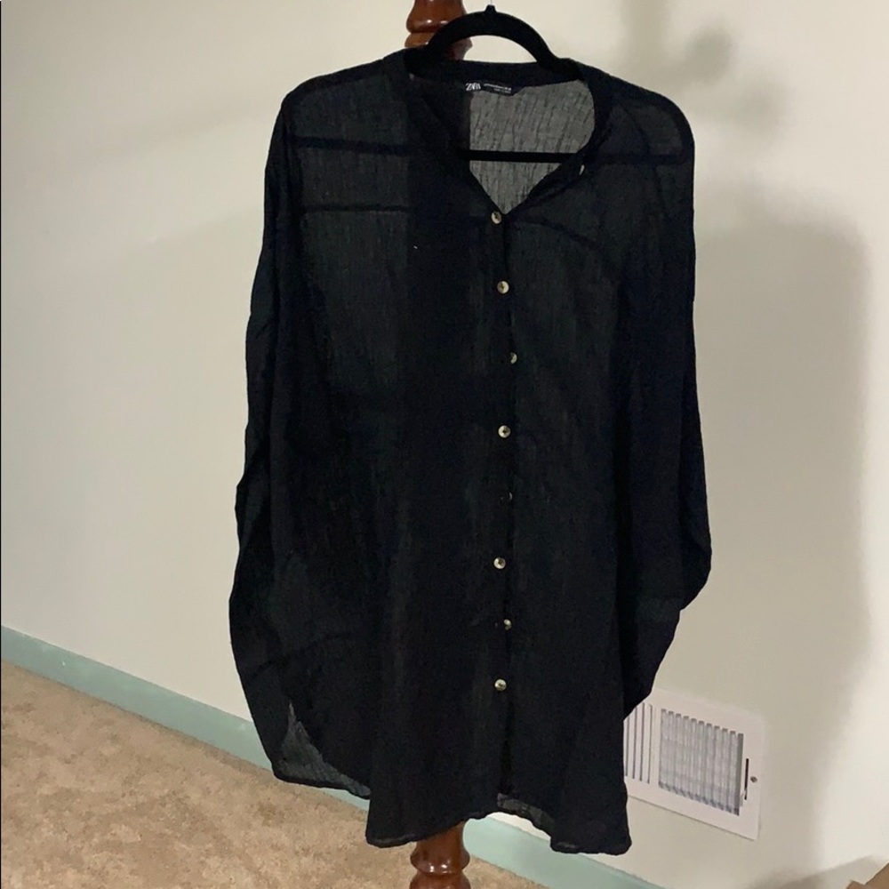 Zara Black See Through Blouse - S/M